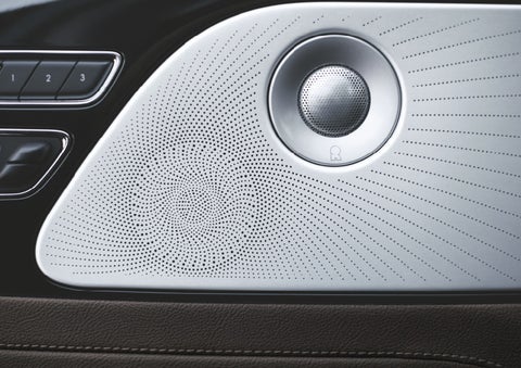 Two speakers of the available audio system are shown in a 2024 Lincoln Aviator® SUV | Rogers Lincoln in Midland TX