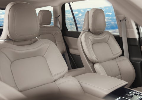 The interior of a 2024 Lincoln Aviator® SUV in the Sandstone interior color | Rogers Lincoln in Midland TX