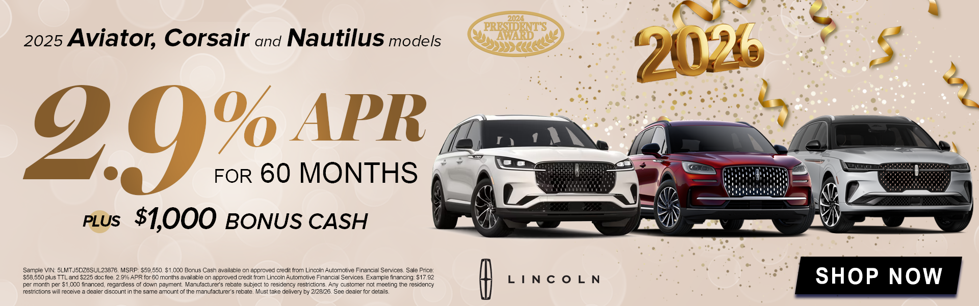 2025 Aviator, Corsair, and Nautilus models